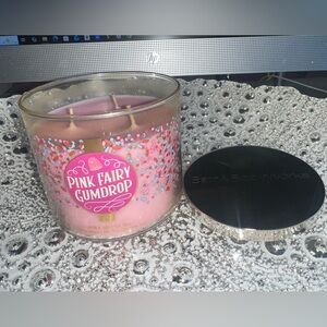 RARE Bath & Body Works Pink Fairy Gumdrop 3 Wick Candle Discontinued Scent